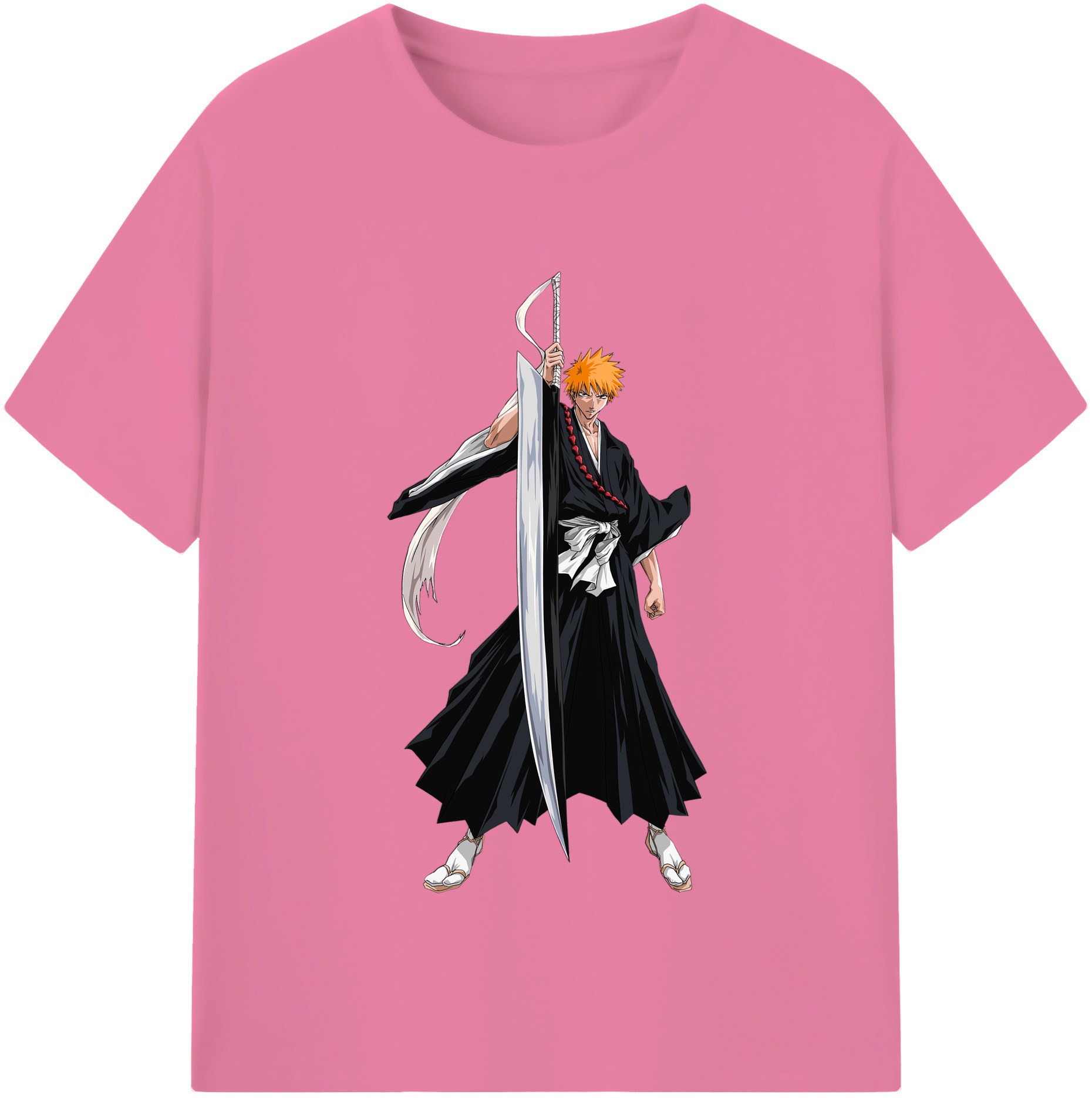 （画像用） ブリーチ 黒崎一護（くろさき いちご）BLEACH Kurosaki Ichigo 綿100％半袖Tシャツ（フロントプリント）